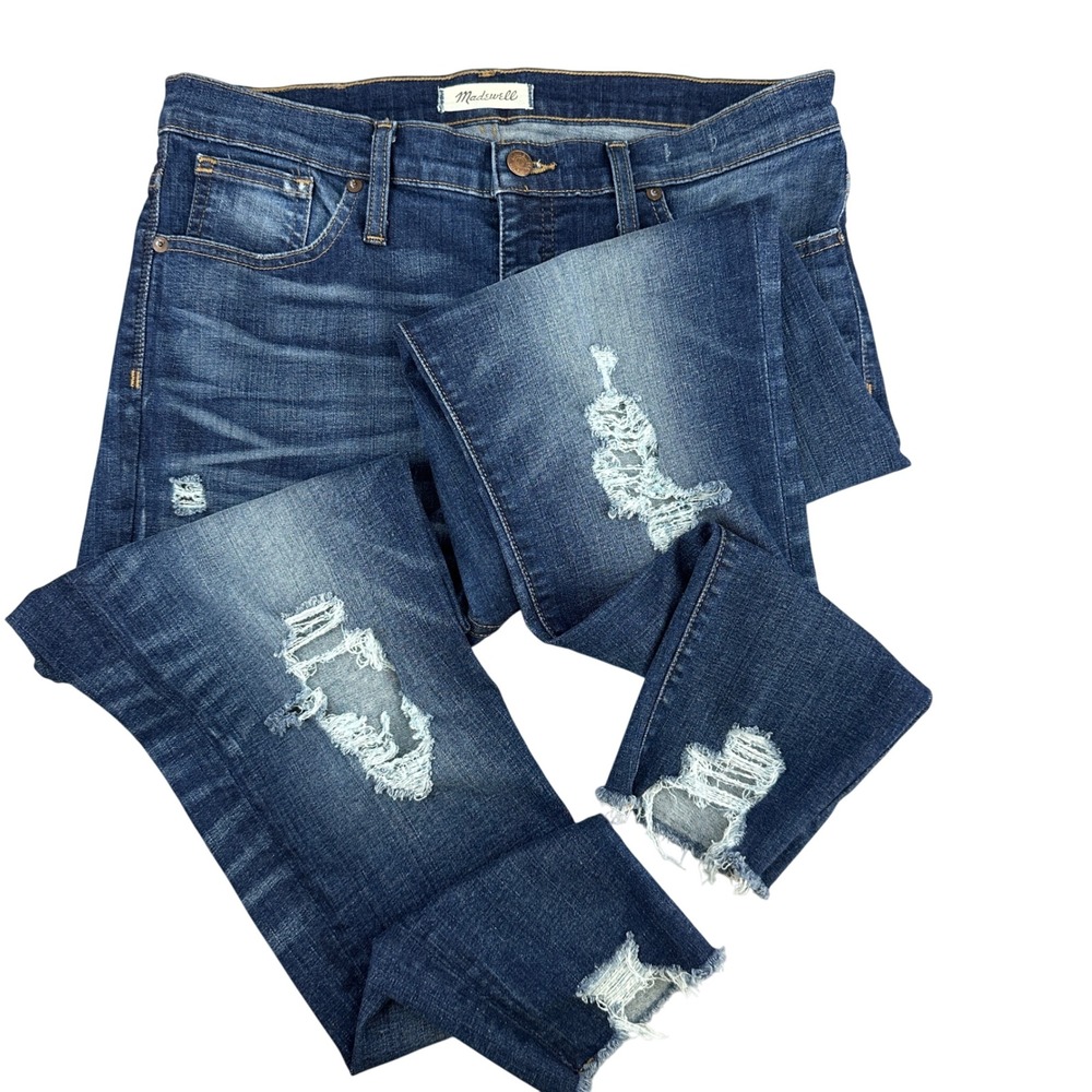 Madewell 9" High Rise Skinny Jeans Distressed Medium Wash Denim Size 32